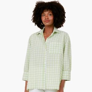 Pomander Place Green Gingham Adair Boyfriend Shirt